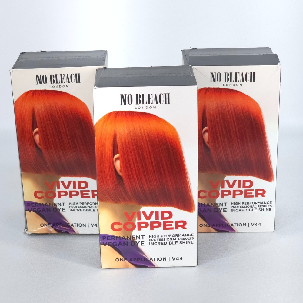 3x No Bleach London Vivid Copper V44 Permanent Vegan Hair Dye Discontinued NEW